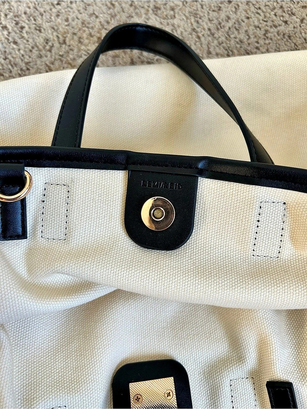 Anthropologie Canvas Tote in cream & Black - Picture 6 of 7